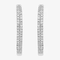 Effy  1/4 CT. T.W. Natural White Diamond Sterling Silver 18.5mm Hoop Earrings