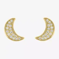 Effy  1/10 CT. T.W. Natural White Diamond 14K Gold Over Silver Sterling Silver 8.2mm Moon Stud Earrings