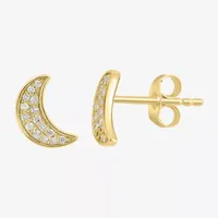 Effy  1/10 CT. T.W. Natural White Diamond 14K Gold Over Silver Sterling Silver 8.2mm Moon Stud Earrings