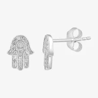 Effy  1/7 CT. T.W. Mined White Diamond Sterling Silver 9.1mm Hamsa Stud Earrings