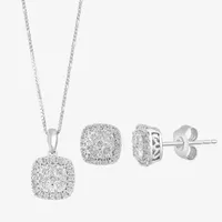 Effy  1 CT. T.W. Natural White Diamond Sterling Silver Cushion 2-pc. Jewelry Set