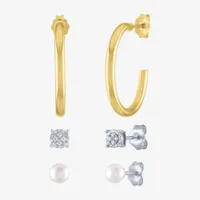 YES, PLEASE! 3 Pair Stud and Hoop Earring Set in 14K Gold Over Silver and Sterling Silver