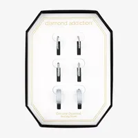 Diamond Accent Mined White Diamond Sterling Silver 3 Pair Earring Set