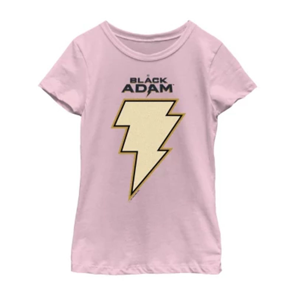 Little & Big Girls Black Adam Crew Neck Short Sleeve DC Comics Graphic T-Shirt