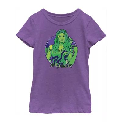 Little & Big Girls She Hulk Crew Neck Short Sleeve Marvel Graphic T-Shirt