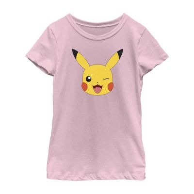 Little & Big Girls Crew Neck Short Sleeve Pokemon Graphic T-Shirt
