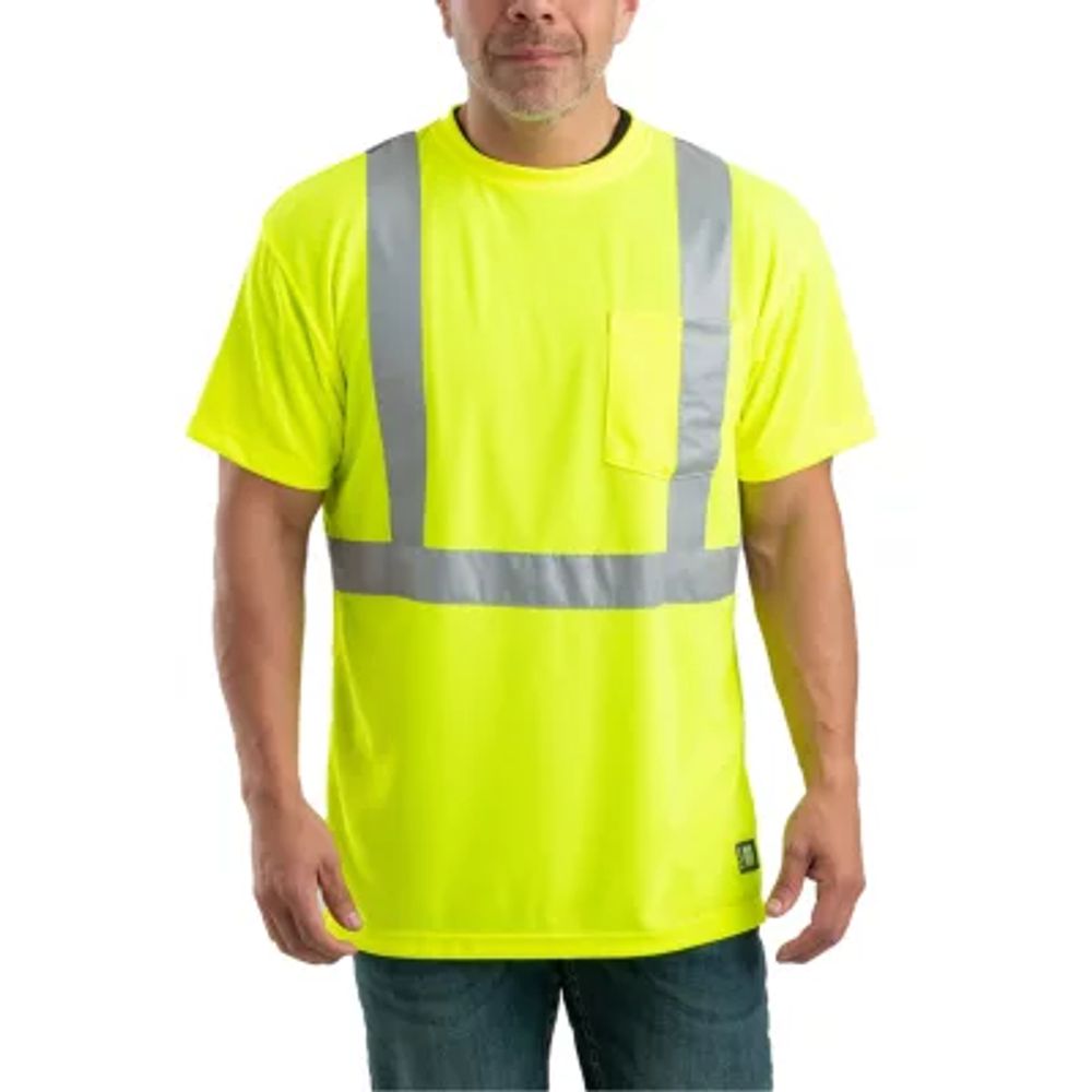 Berne Hi Vis Class 2 Performance Mens High Visibility Short Sleeve Safety Shirt