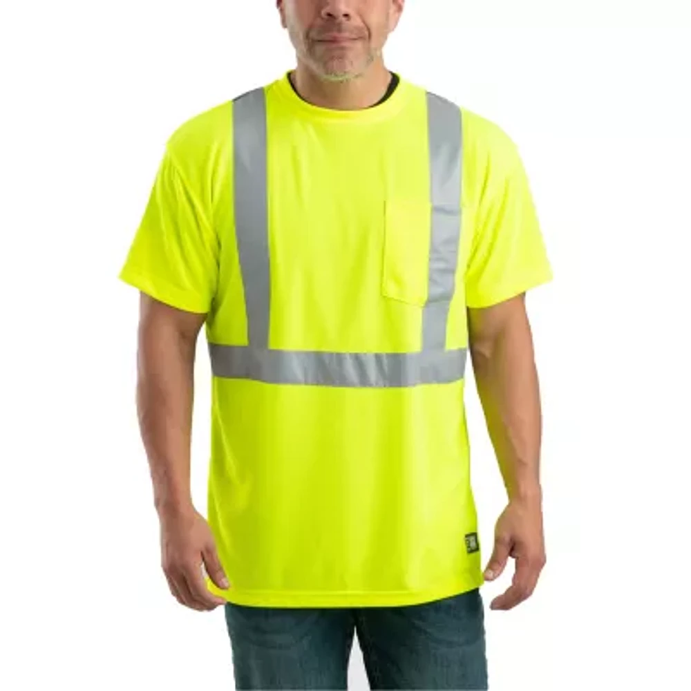 Berne Hi Vis Class 2 Performance Big Mens High Visibility Short Sleeve Safety Shirts