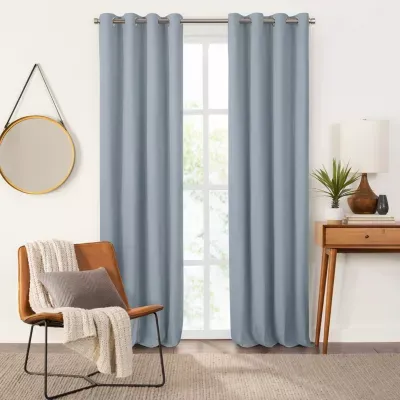 Fieldcrest Heritage Davina Solid Energy Saving 100% Blackout Grommet Top Single Curtain Panel