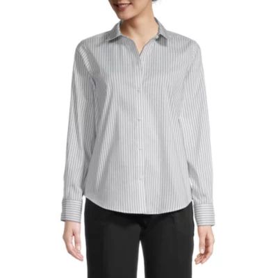 Liz Claiborne Womens Short Sleeve Regular Fit Button-Down Shirt