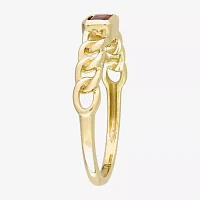 Womens Genuine Red Garnet 10K Gold Stackable Ring