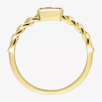 Womens Genuine Red Garnet 10K Gold Stackable Ring