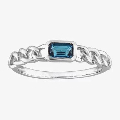 Womens Genuine Blue Topaz 10K White Gold Stackable Ring