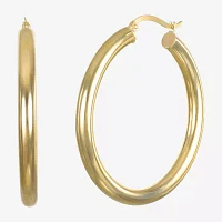 14K Gold 4mm x 20mm Hoop Earrings