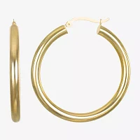 14K Gold 4mm x 20mm Hoop Earrings