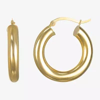 14K Gold 5mm x 25 - 40mm Hoop Earrings