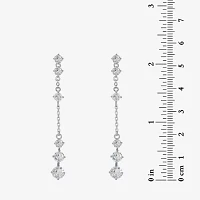 White Cubic Zirconia Sterling Silver Drop Earrings