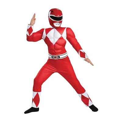 Little & Big  Boys Mighty Morphin Red Muscle Power Rangers Costume
