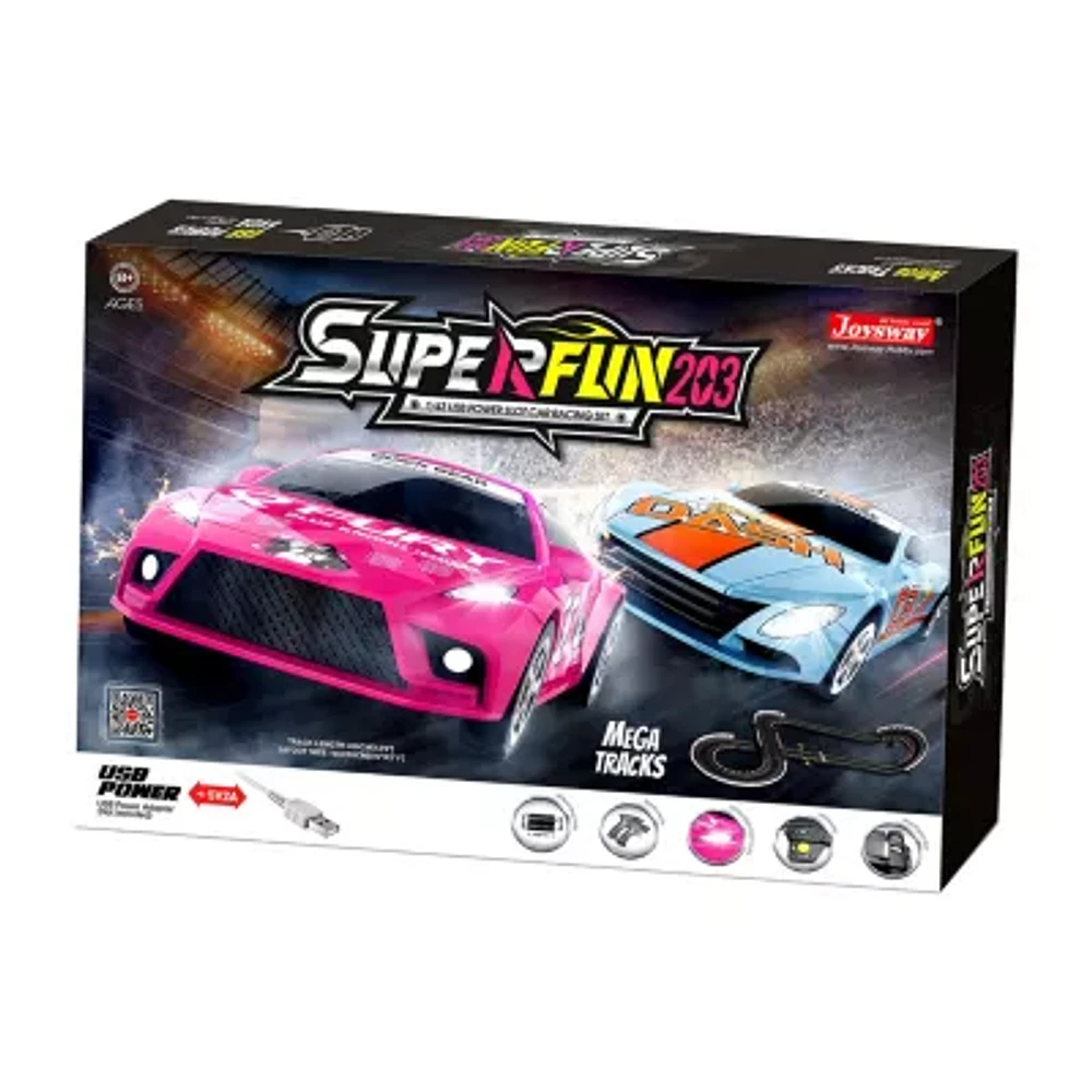 Joysway "Superfun Power Slot Car Racing Set - Layout Size: 65""X37""" 65-pc. Car