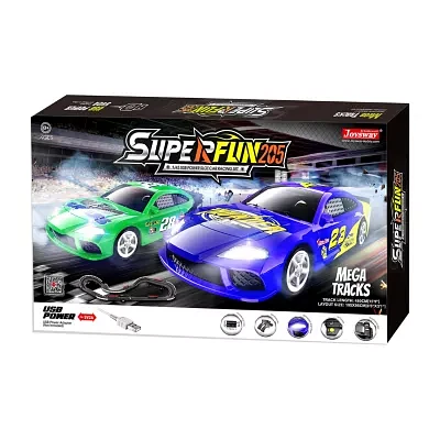 Joysway "Superfun Power Slot Car Racing Set - Layout Size: 77""X37""" 82-pc. Car