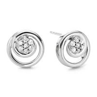 Diamond Blossom 1/10 CT.T.W. Natural Diamond Swirl Earrings