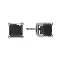 1/2 CT.T.W. Color-Enhanced Black Diamond Princess-Cut Stud Earrings