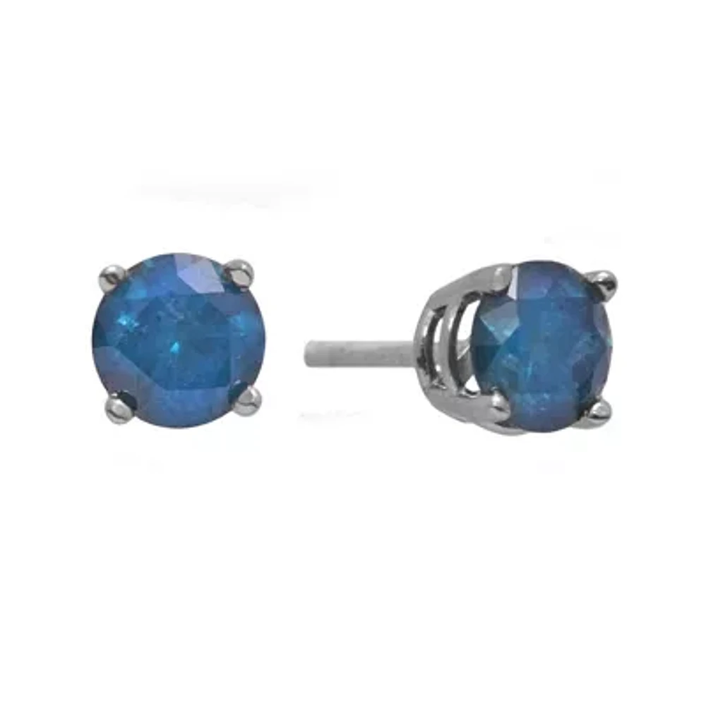 2 CT.T.W. Color-Enhanced Blue Diamond Stud Earrings