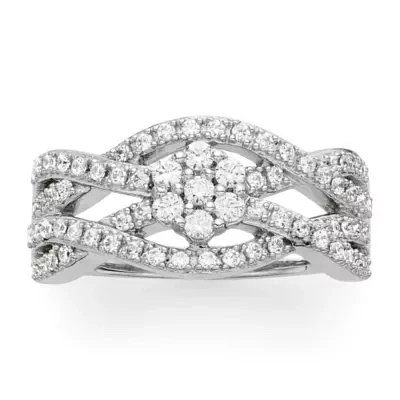 Diamond Blossom 1/2 CT.T.W. Natural Crossover Ring