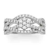 Diamond Blossom 1/2 CT.T.W. Natural Crossover Ring