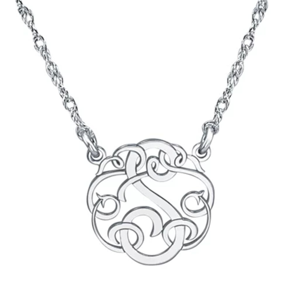 Personalized 15mm Ribbon-Style Initial Pendant Necklace