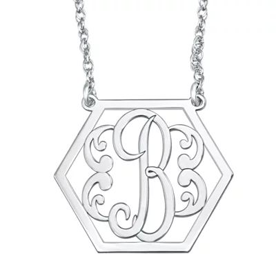 Personalized Hexagon Initial Necklace