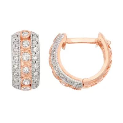 Womens 1/3 CT. T.W. Natural White Diamond 10K Gold 10.6mm Hoop Earrings