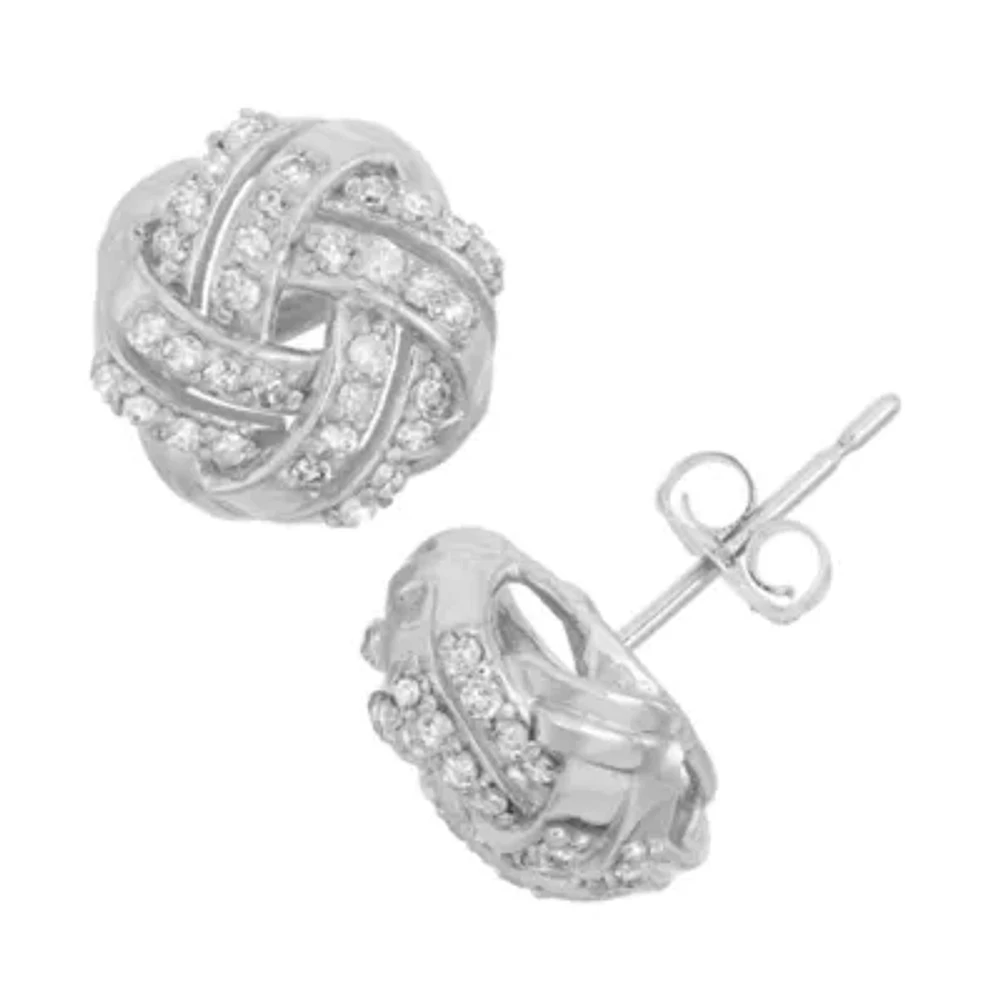 1/3 CT. T.W. Natural White Diamond 10K Gold 8.4mm Knot Stud Earrings