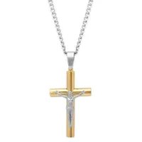 Mens Stainless Steel Crucifix Cross Pendant Necklace