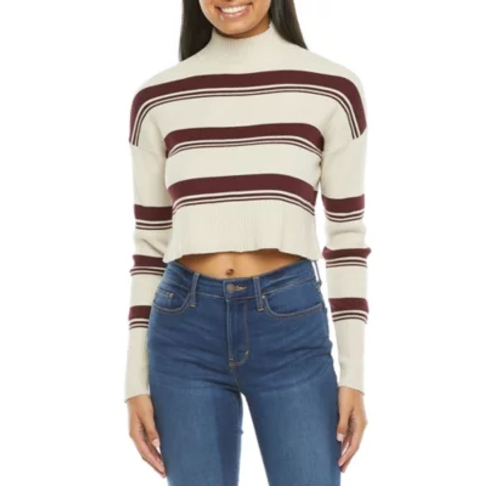 Arizona Juniors Womens Mock Neck Long Sleeve Striped Pullover Sweater |  Plaza Las Americas