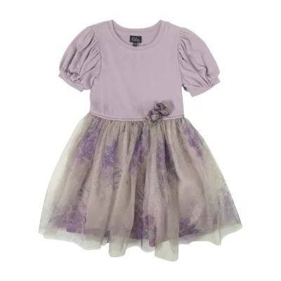 Lilt Girls Elbow Sleeve Puffed Tutu Dress