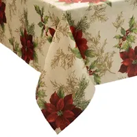 Elrene Home Fashions Festive Poinsettia Tablecloth