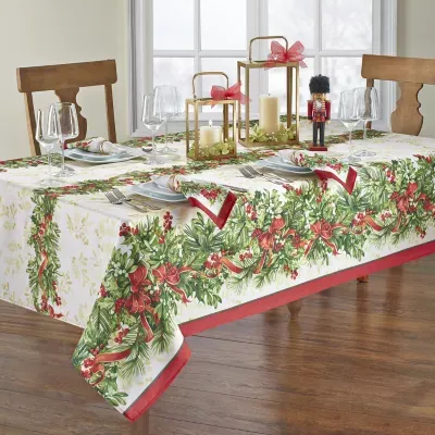 Elrene Home Fashions Holly Traditions Tablecloth