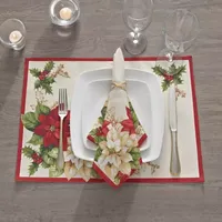 Elrene Home Fashions Red & White Poinsettia Set 4-pc. Napkins