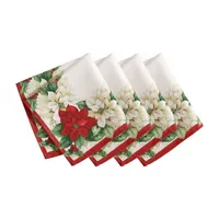 Elrene Home Fashions Red & White Poinsettia Set 4-pc. Napkins