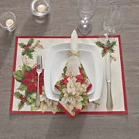 Elrene Home Fashions Red & White Poinsettia Set 4-pc. Placemat