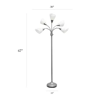 All the Rages Simple Designs Silver 5 Light Adjustable Gooseneck Floor Lamp