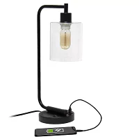 All the Rages Lalia Home Usb Port With Modern Glass Shade Desk Lamp