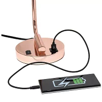 All the Rages Lalia Home Usb Port With Modern Glass Shade Desk Lamp