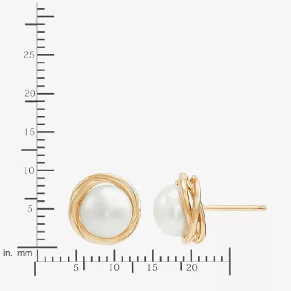 Certified Sofia™ Cultured Freshwater Pearl 10K Gold Knot Stud Earrings