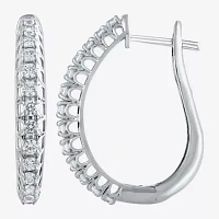 1 CT. T.W. Natural White Diamond 14K White or Yellow Gold 24.9mm Hoop Earrings