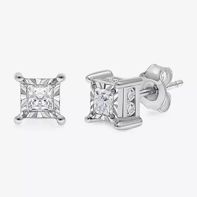 (I / I1) 1 CT. T.W. Lab Grown White Diamond 10K White Gold Stud Earrings