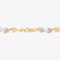 14K Tri-Color Gold 7.5 Inch Solid Link Link Bracelet