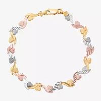 14K Tri-Color Gold 7.5 Inch Solid Link Link Bracelet