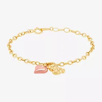 14K Gold Heart Charm Bracelet